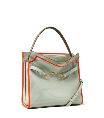 Tory Burch Lee Radziwill Double Bag In Clear Multi/blue