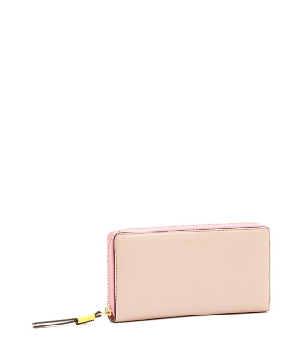 Tory Burch Perry Color-block Zip Continental Wallet In Pink