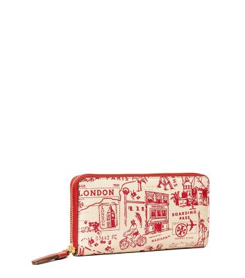 Tory Burch Perry Printed Zip Continental Wallet In Red Destination |  ModeSens