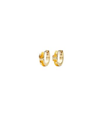 ピアス Tory Burch SERIF-T ENAMELED HUGGIE HOOP EARRING Tory Burch Serif-t Enameled Huggie Hoop Earring In Tory Gold