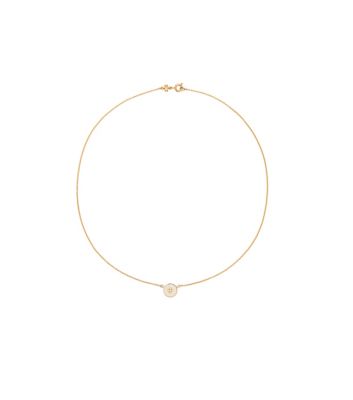 Tory Burch Kira Logo Colored Disc Pendant Necklace, 15.94-17.61 In Tory Gold/new Ivory