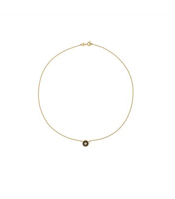 Tory Burch Kira Enameled Pendant Necklace In Tory Gold/black