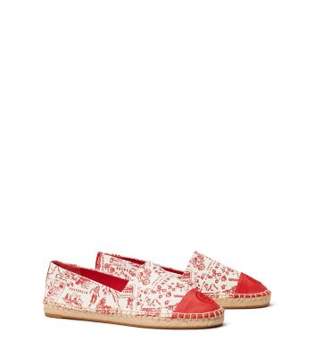 Tory Burch Printed Color-block Espadrille In Red Destination | ModeSens