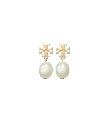 Tory Burch Kira Pearl Drop Earring In Tory Gold/ivory