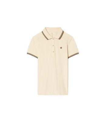 Tory Sport Tech Piqué Polo In Sesame