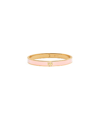 Tory Burch Kira Enameled Slim Bracelet In Tory Gold/mineral Pink