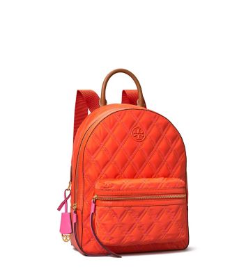 Tory Burch Perry Nylon Mixed stitch Zip Backpack In Bright Samba