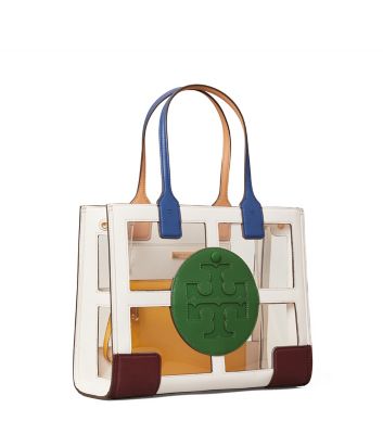 Tory Burch Ella Clear Quadrant Mini Tote Bag In Clear/white Multi | ModeSens