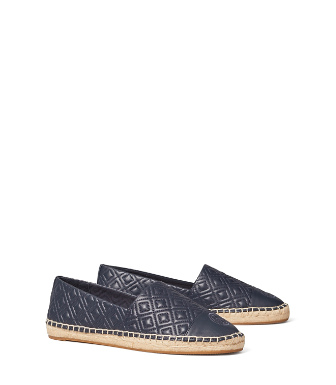 Tory Burch Quilted Flat Espadrille In Ink Navy