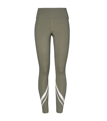 Tory Sport High-rise Compression Mélange Side-pocket Chevron Leggings In Olive Grey Heather
