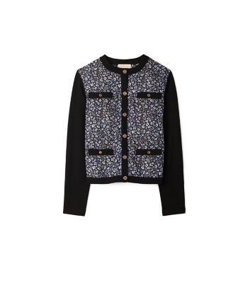 tory burch silk front cardigan