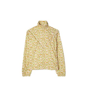 Tory Sport Printed Ruffle Windbreaker In Ridge Floral Collage