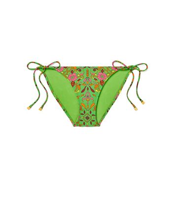 Tory Burch Printed String Bikini Bottom In Folk Art Print