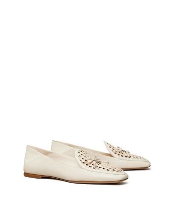 Tory Burch Tory Charm Woven Loafer In New Ivory / New Ivory / New Ivory