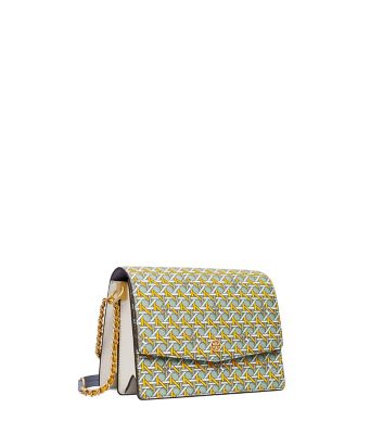 Tory Burch Robinson Printed Convertible Shoulder Bag In Blue Basket Weave  Logo Geo | ModeSens