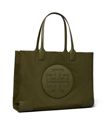 Tory Burch Ella Nylon Quadrant Top Handle Tote Bag In Leccio