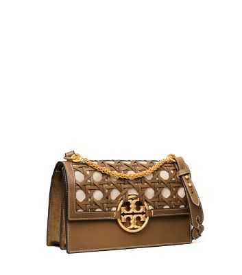 TORY BURCH Miller Basket Weave Moose Shoulder Bag