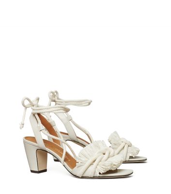 Tory Burch Rope-design Mid-heeled Sandals In White