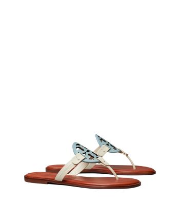 Tory Burch Miller Sandal, Leather In Northern Blue / New Cream