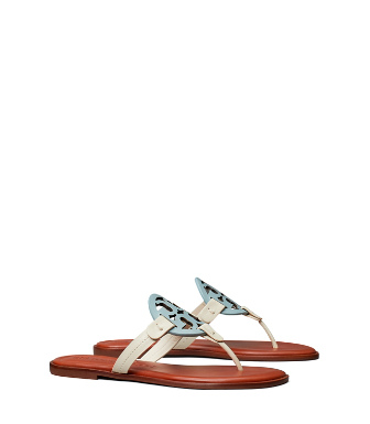 Tory Burch Miller Sandal, Leather In Northern Blue / New Cream