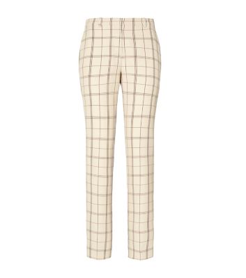 Tory Sport Tory Burch Yarn-dyed Twill Golf Pant In French Cream Light Plaid