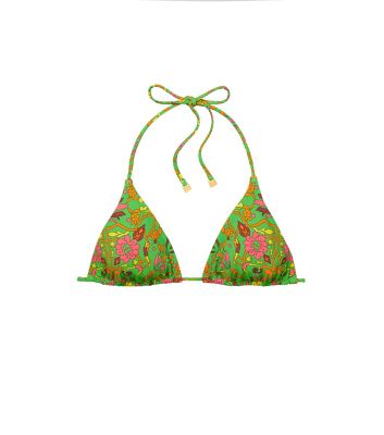 Tory Burch Printed String Bikini Top In Folk Art Print
