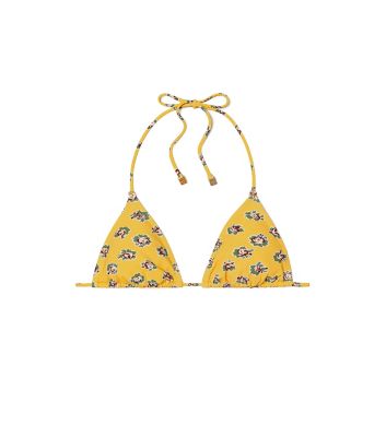 Tory Burch Printed String Bikini Top In Yellow Garden Rose