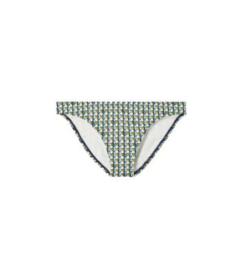 Tory Burch Printed Bikini Bottom In Basket Weave Logo Geo Small Combo L
