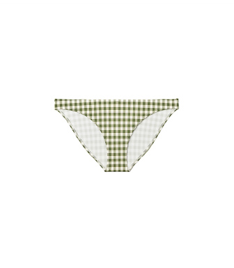 Tory Burch Printed Bikini Bottom In Green Gingham