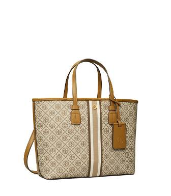Tory Burch T Monogram Coated Canvas Small Tote Bag In Granola