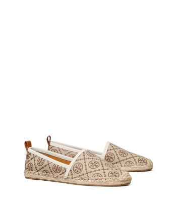 Tory Burch Leather-trimmed Jacquard Espadrilles In Hazelnut / New Ivory / Aged Camello Jacquar