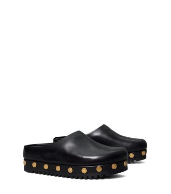 Tory Burch Leather Coin Stud Slide Mules In Perfect Black ModeSens