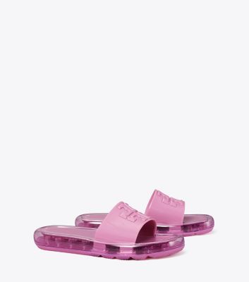 Tory Burch Debossed-logo Jelly Slides In Cipria / Cipria