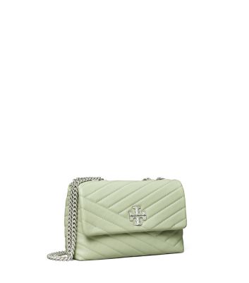 Tory Burch Kira Chevron Convertible Leather Shoulder Bag In Pine  Frost/rolled Brass