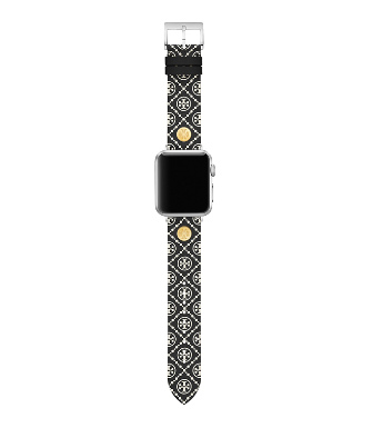 Tory Burch Watches T MONOGRAM BAND FOR APPLE WATCH®, BLACK/WHITE LEATHER, 38 MM - 40 MM