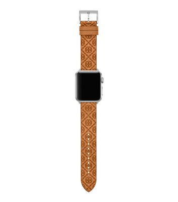 Tory Burch T Monogram Band For Apple Watch Luggage Leather In
