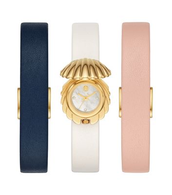 特価！Tory Burch Shell Watch Gift Set 3色の交換ストラップ 特価！Tory Burch Shell Watch Gift Set 3色の交換ストラップ