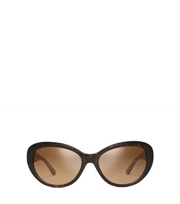 Shop Tory Burch Reva Cat-eye Sunglasses In Dark Tortoise