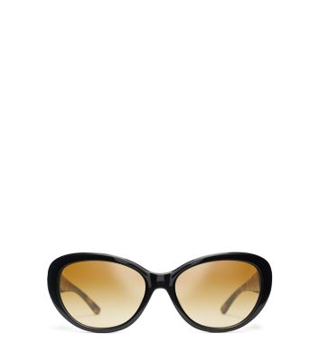 Tory Burch Reva Cat-eye Sunglasses In Black/tortoise | ModeSens