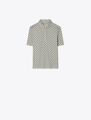 Tory Sport Tory Burch Printed Mercerized Cotton Polo In Black