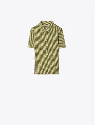 Tory Sport Tory Burch Printed Performance Polo In Crest Moon Dot