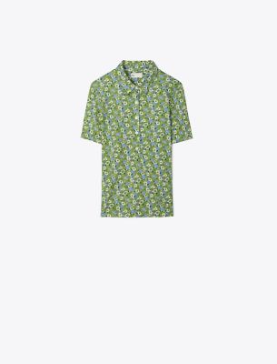 Tory Sport Tory Burch Printed Performance Polo In Lemon Glow