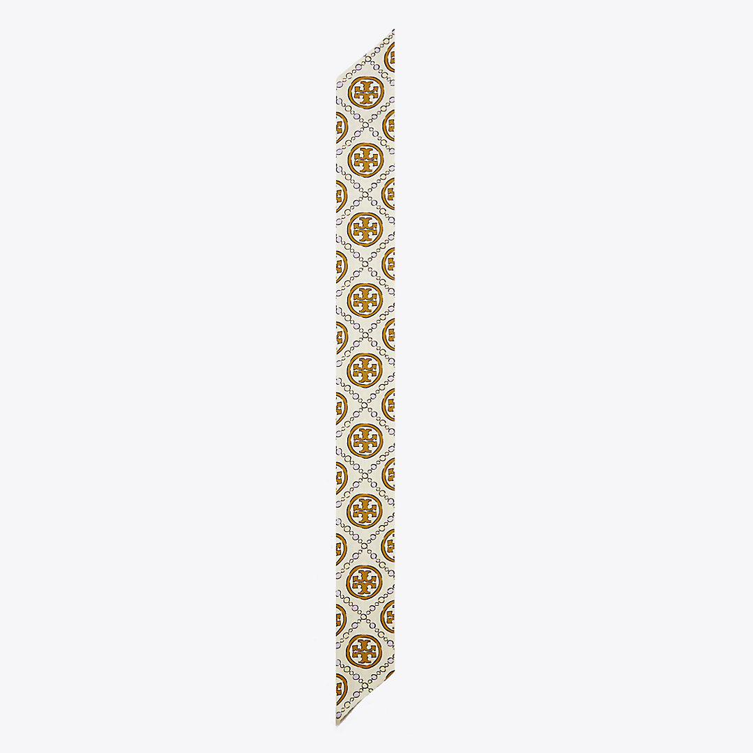 Tory Burch T Monogram Double-sided Silk Ribbon Tie In Pink Lei