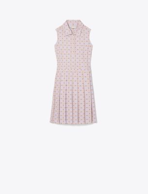 Tory Sport Tory Burch Printed Performance Pleated Dress In Dusty Lavender Chain Plaid