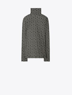 Tory Sport Tory Burch Printed Jersey Mockneck Shirt In Painted Bouquet