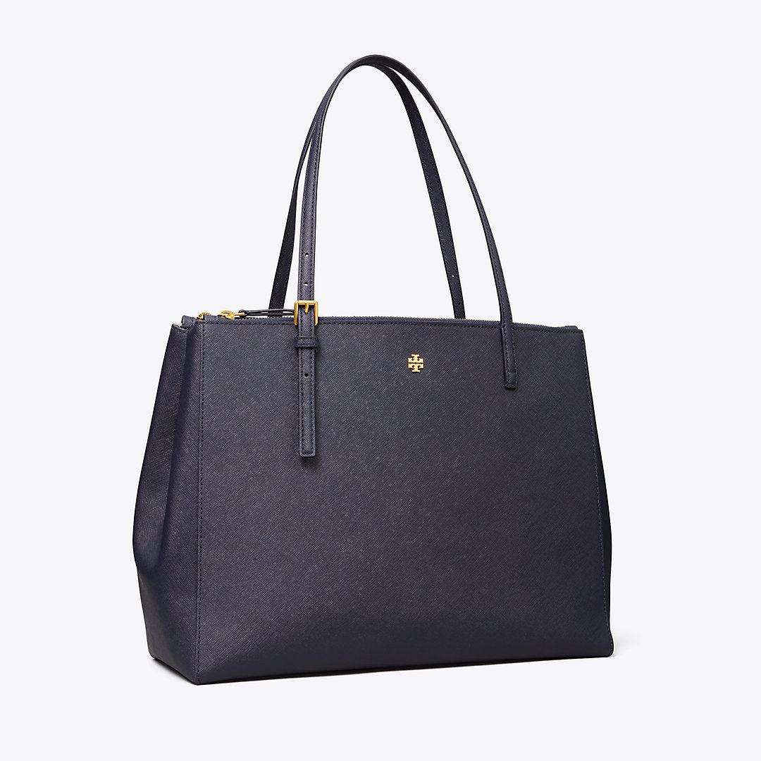 Tory Burch Emerson Large Double Zip Tote In Tory Navy