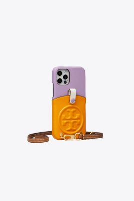 Tory Burch Perry Bombé Phone Case Crossbody In Orange Citrine/thistle
