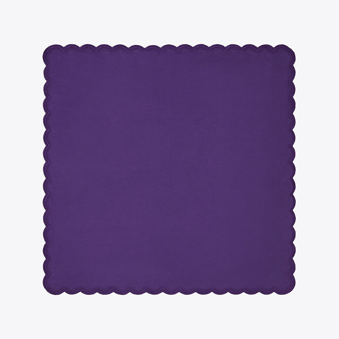 Tory Burch Scalloped Dinner Linen Napkin, Set Of 6 In Dark Purple