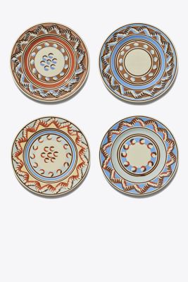 Tory Burch Mochaware Salad Plate, Set Of 4 In Brown/blue