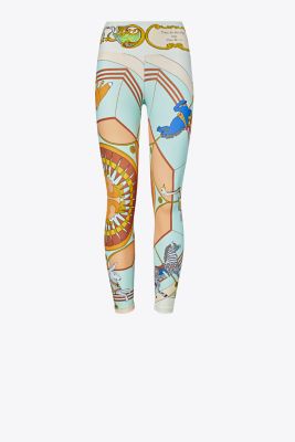 Tory Sport Weightless Printed 7/8 Legging In French Cream Carousel Scarf